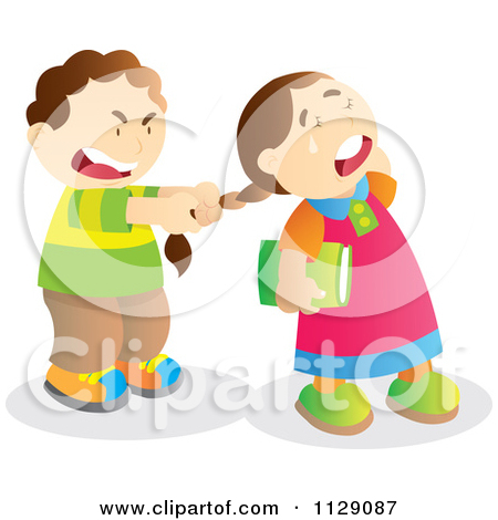 1129087-Cartoon-Of-A-Mean-Boy-Pulling-A-Girls-Hair-Royalty-Free-Vector-Clipart  | Adventures with Shannon